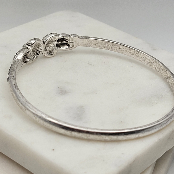 Sterling Silver Bangle Bracelet with Intricate Marcasite Detailing Unsigned - Picture 12 of 16